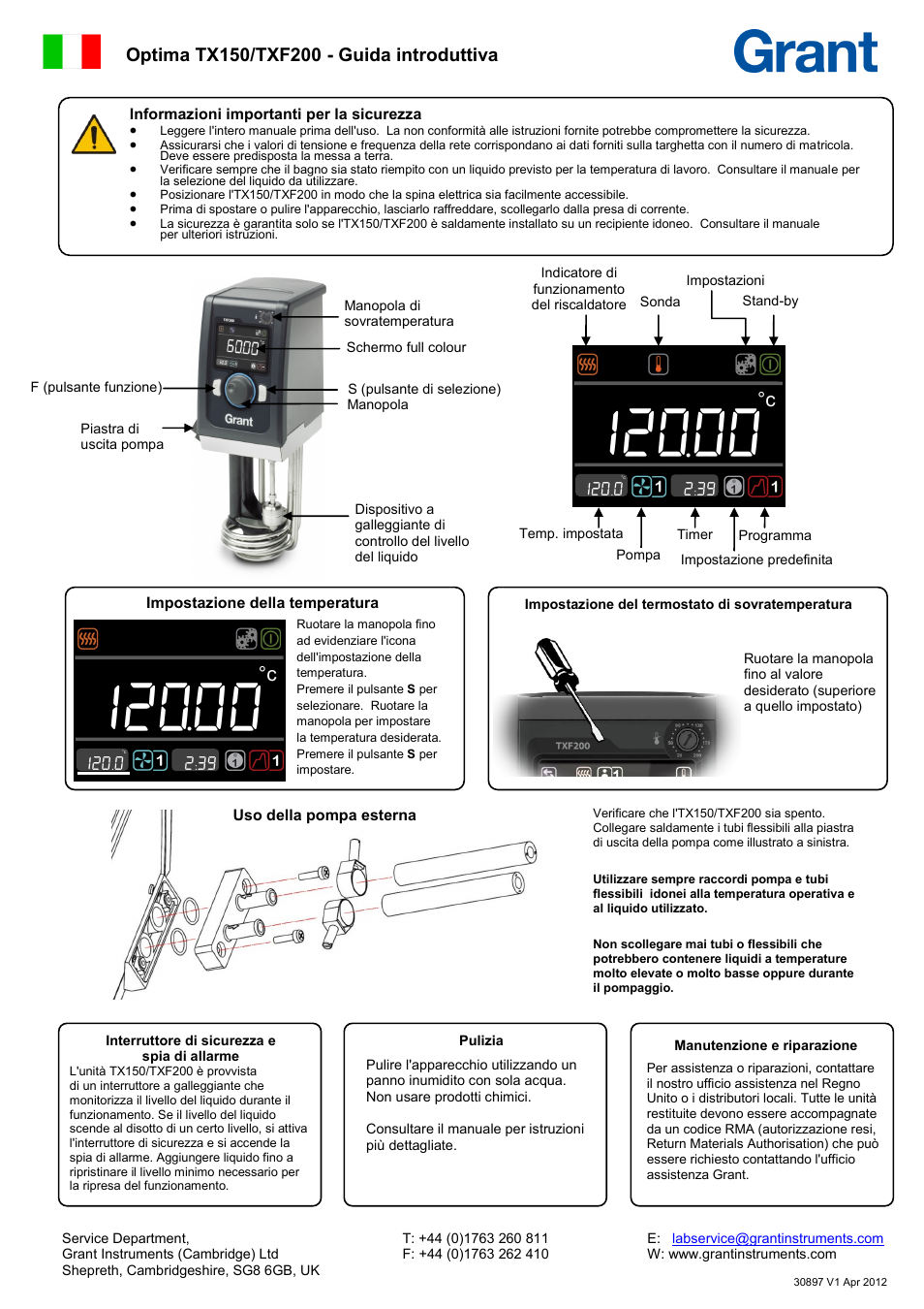 30897(1) tx150_txf200 quick start guide it&es | Grant Instruments TXF200 Quick Start User Manual | Page 4 / 5