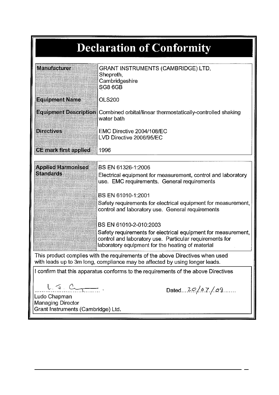 Grant Instruments CS200G User Manual | Page 27 / 28