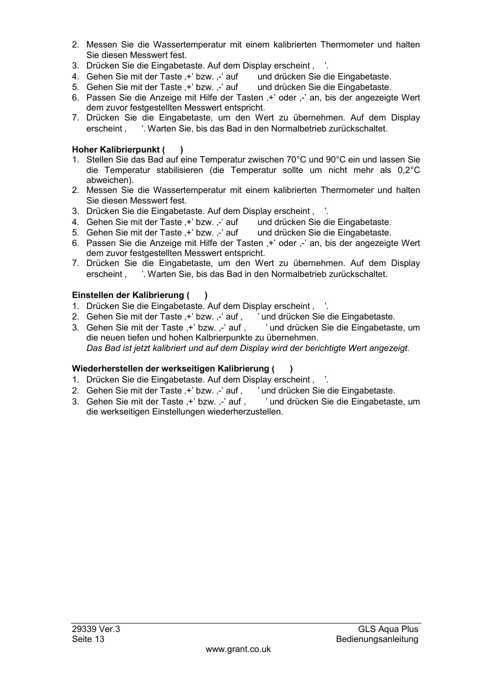 Grant Instruments GLS Aqua Plus Operating Manual User Manual | Page 50 / 94