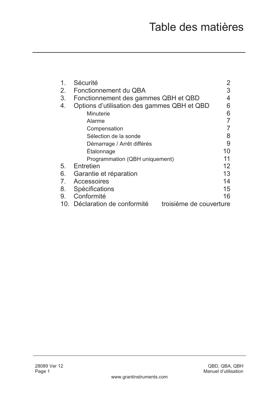 Grant Instruments QBH User Manual | Page 18 / 84