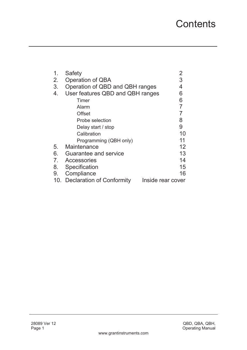 Grant Instruments QBH User Manual | Page 2 / 84