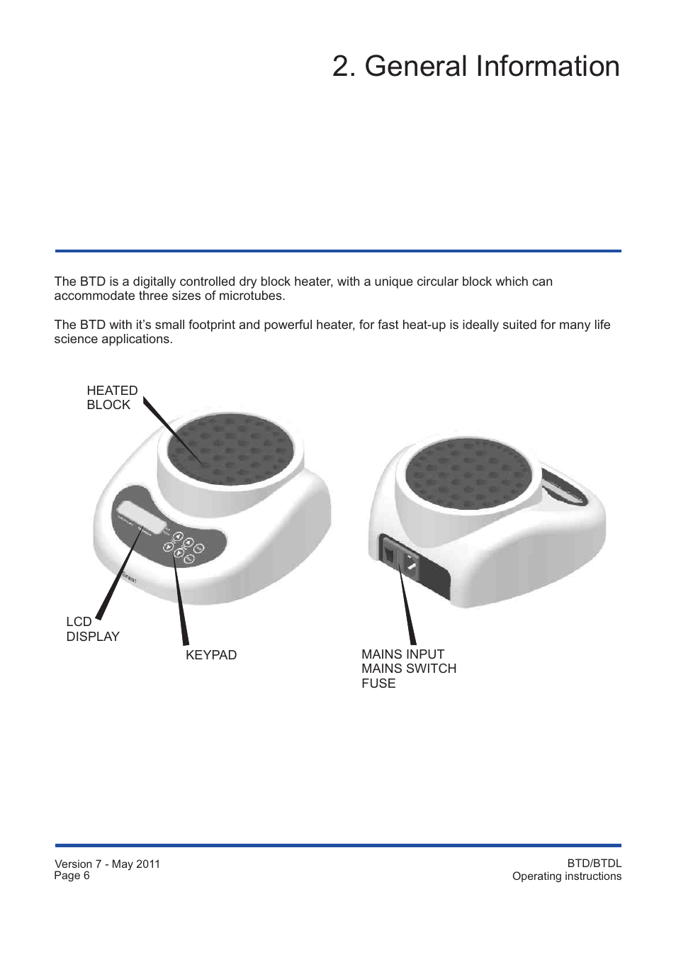 General information | Grant Instruments BTDL User Manual | Page 6 / 16