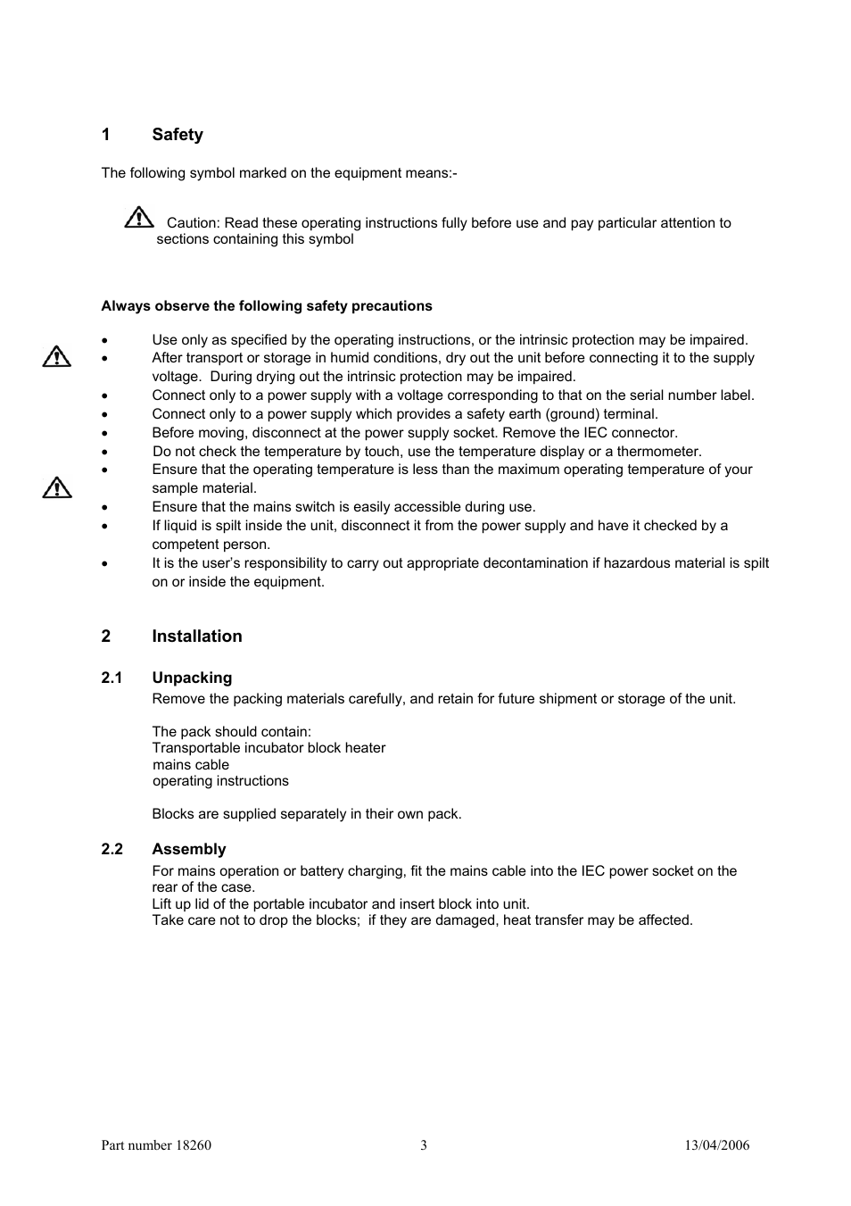 Grant Instruments Transportable Incubator User Manual | Page 3 / 8
