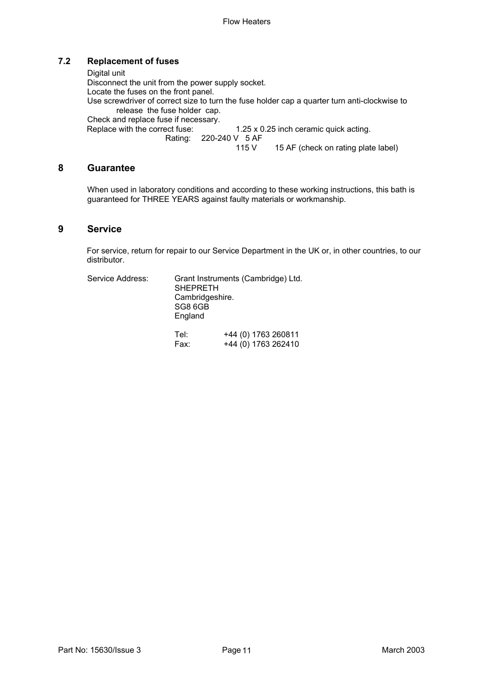 Grant Instruments FH16-D User Manual | Page 11 / 13