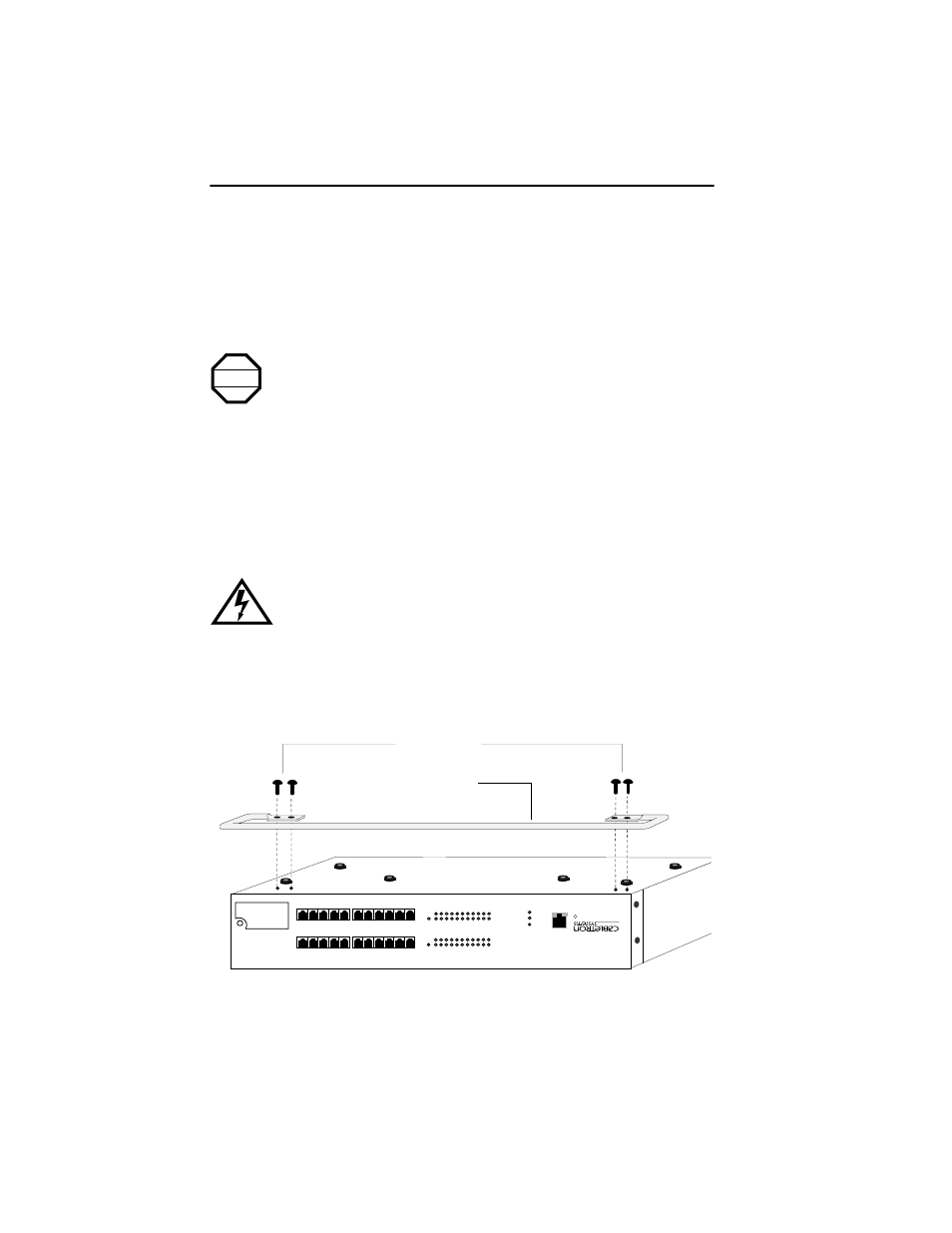 Attaching the strain-relief bracket, Figure 4-3 attaching the strain relief bracket | Cabletron Systems SEHI100TX-22 User Manual | Page 30 / 88