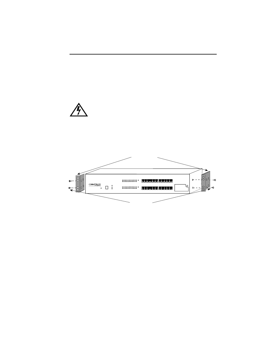 Figure 4-4 installing the rack mounting brackets, Screws (4) rack mounting brackets (2) | Cabletron Systems SEHI100TX-22 User Manual | Page 31 / 88