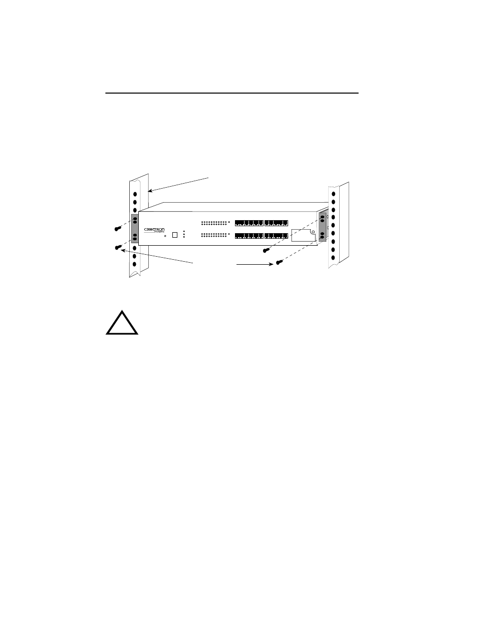 Figure 4-5 installing the sehi in the rack, Screws (4) 19-inch rack | Cabletron Systems SEHI100TX-22 User Manual | Page 32 / 88