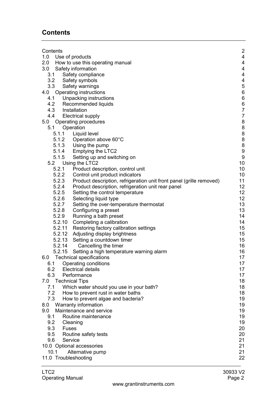 Grant Instruments LTC2 User Manual | Page 3 / 28