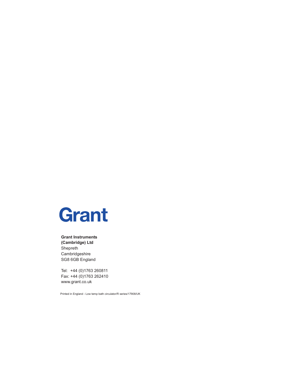 Grant Instruments TXF200 R User Manual | Page 24 / 24