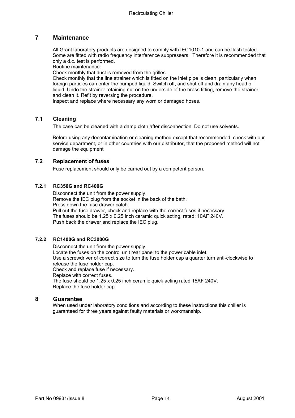 Grant Instruments RC User Manual | Page 14 / 16