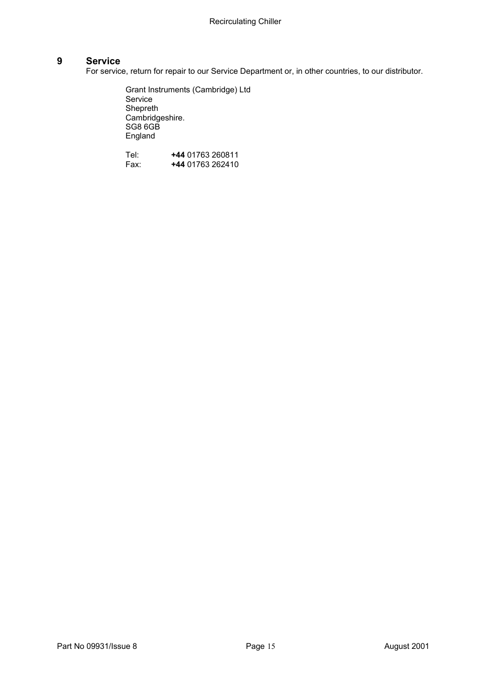 Grant Instruments RC User Manual | Page 15 / 16