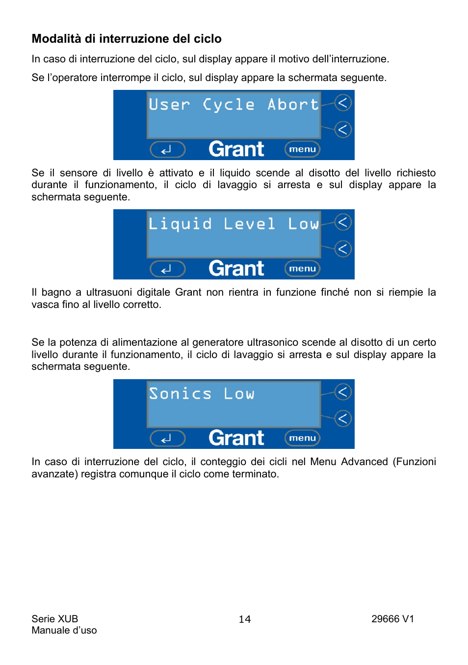 Modalità di interruzione del ciclo | Grant Instruments XUB Series User Manual | Page 108 / 156