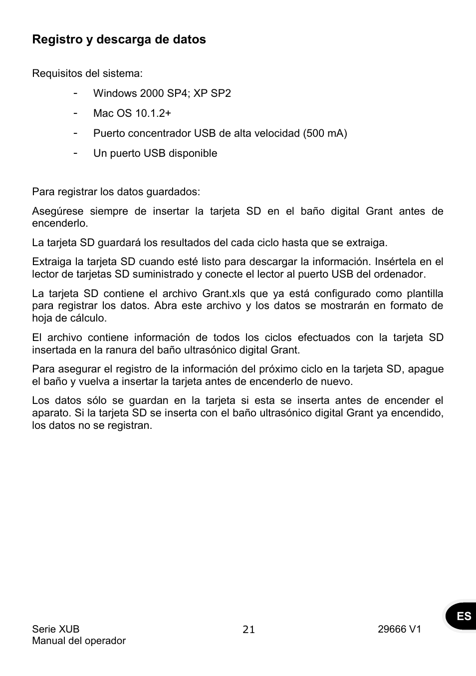 Registro y descarga de datos | Grant Instruments XUB Series User Manual | Page 145 / 156
