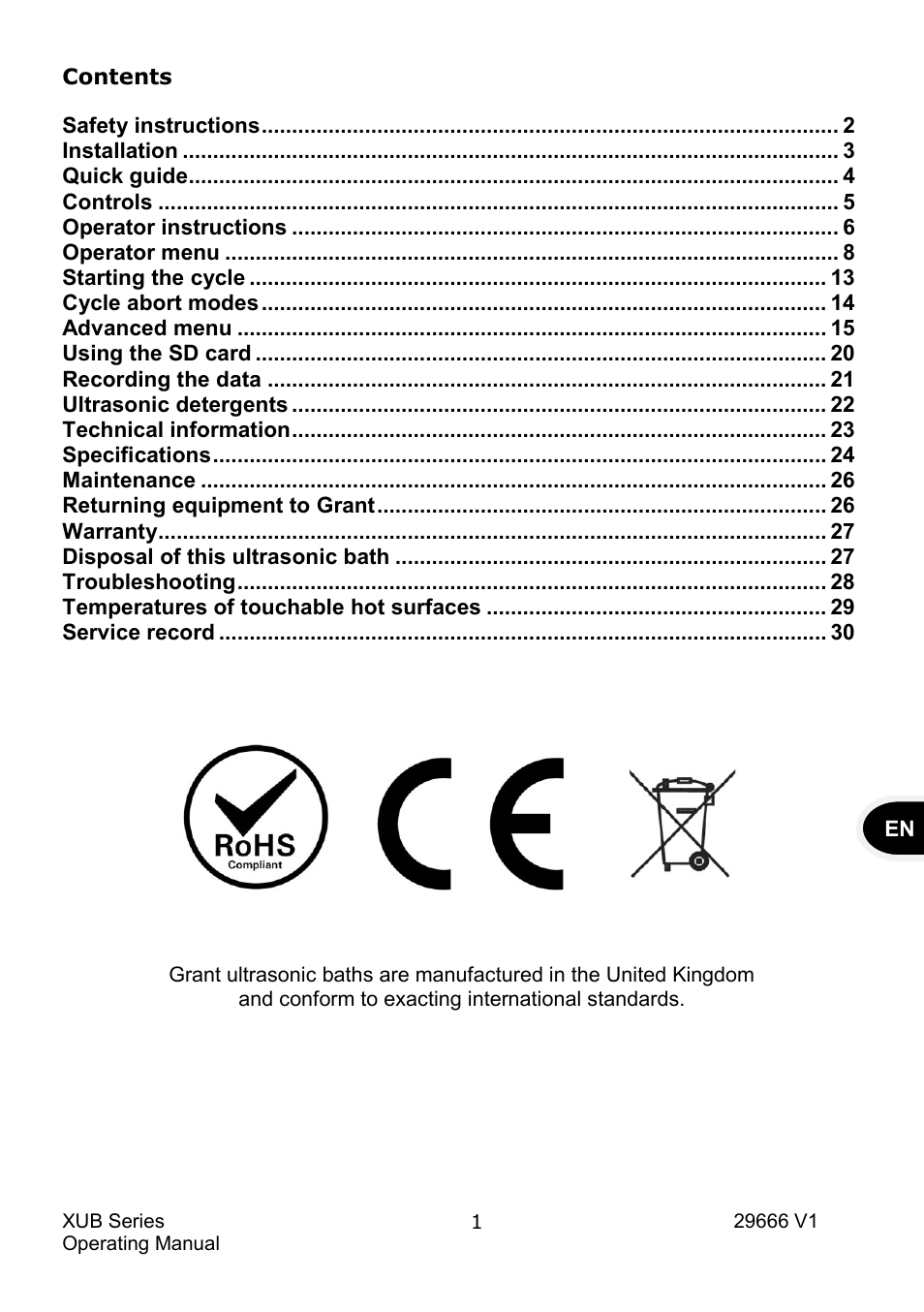 Grant Instruments XUB Series User Manual | Page 3 / 156