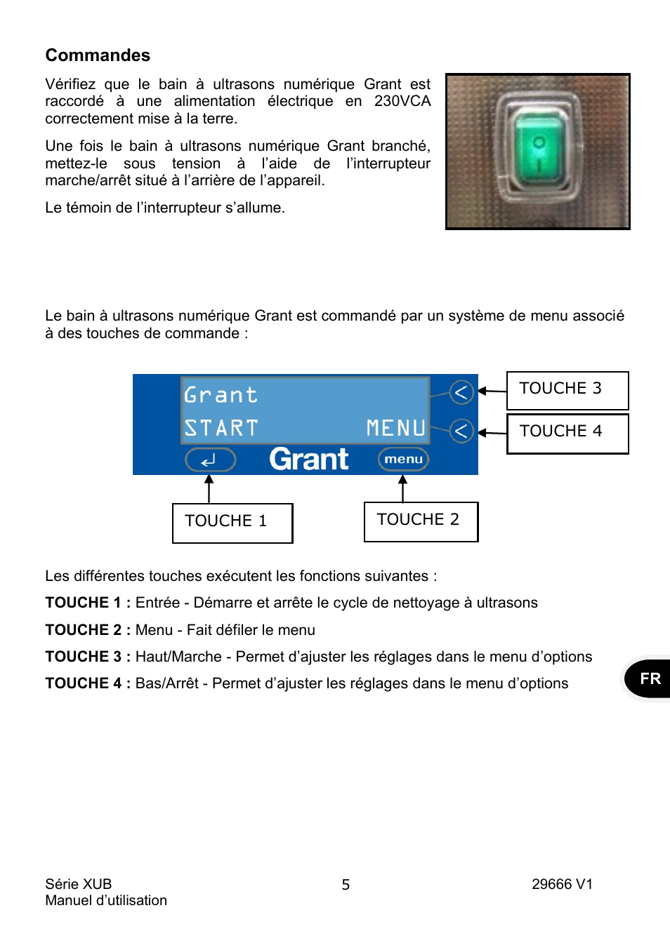 Commandes | Grant Instruments XUB Series User Manual | Page 39 / 156