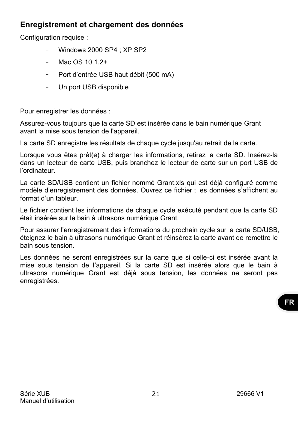 Enregistrement des données, Enregistrement et chargement des données | Grant Instruments XUB Series User Manual | Page 55 / 156