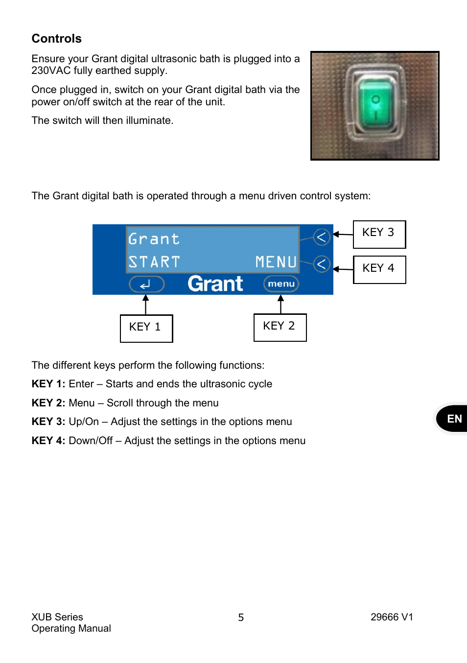 Controls | Grant Instruments XUB Series User Manual | Page 7 / 156