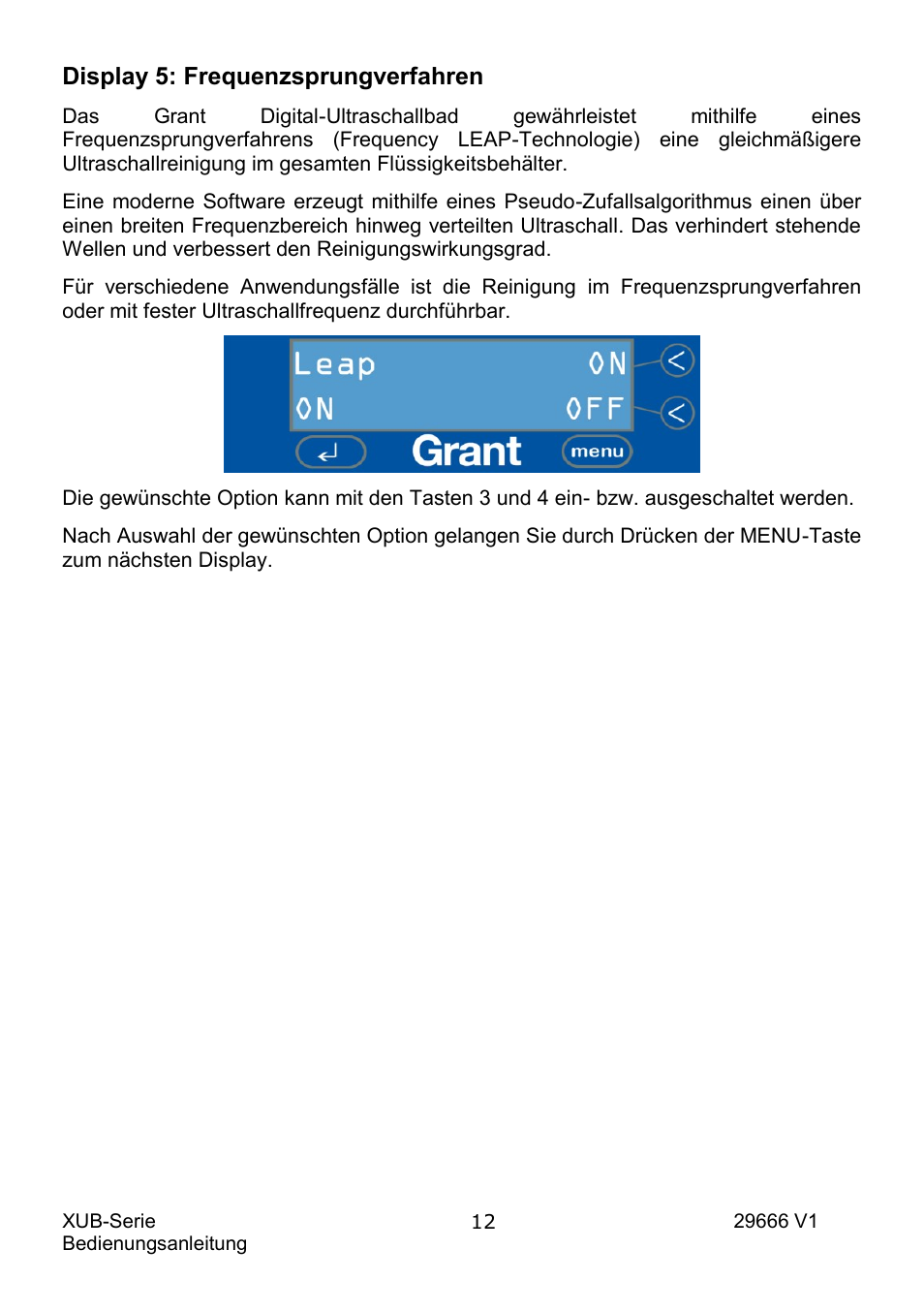 Display 5: frequenzsprungverfahren | Grant Instruments XUB Series User Manual | Page 76 / 156