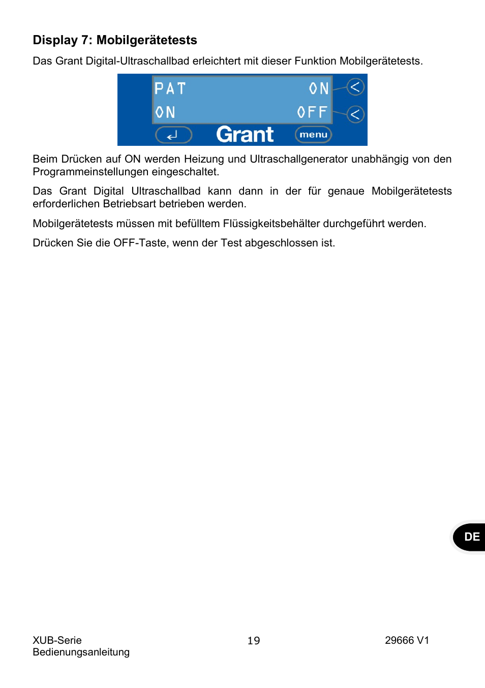 Display 7: mobilgerätetests | Grant Instruments XUB Series User Manual | Page 83 / 156