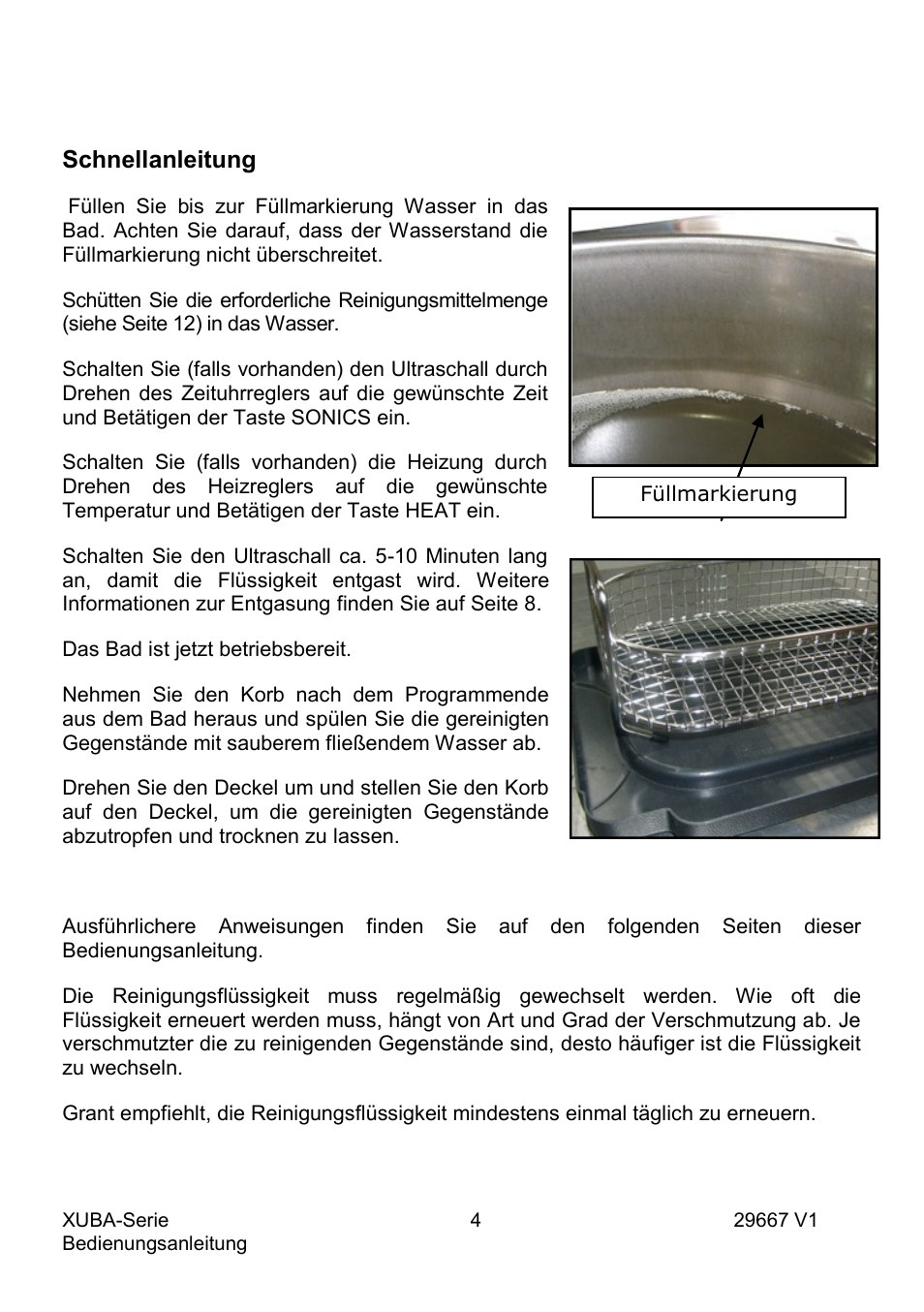 Schnellanleitung | Grant Instruments XUBA Series User Manual | Page 42 / 94