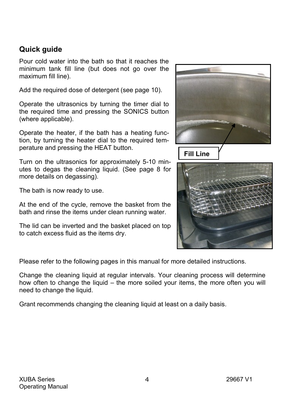 Quick guide | Grant Instruments XUBA Series User Manual | Page 6 / 94