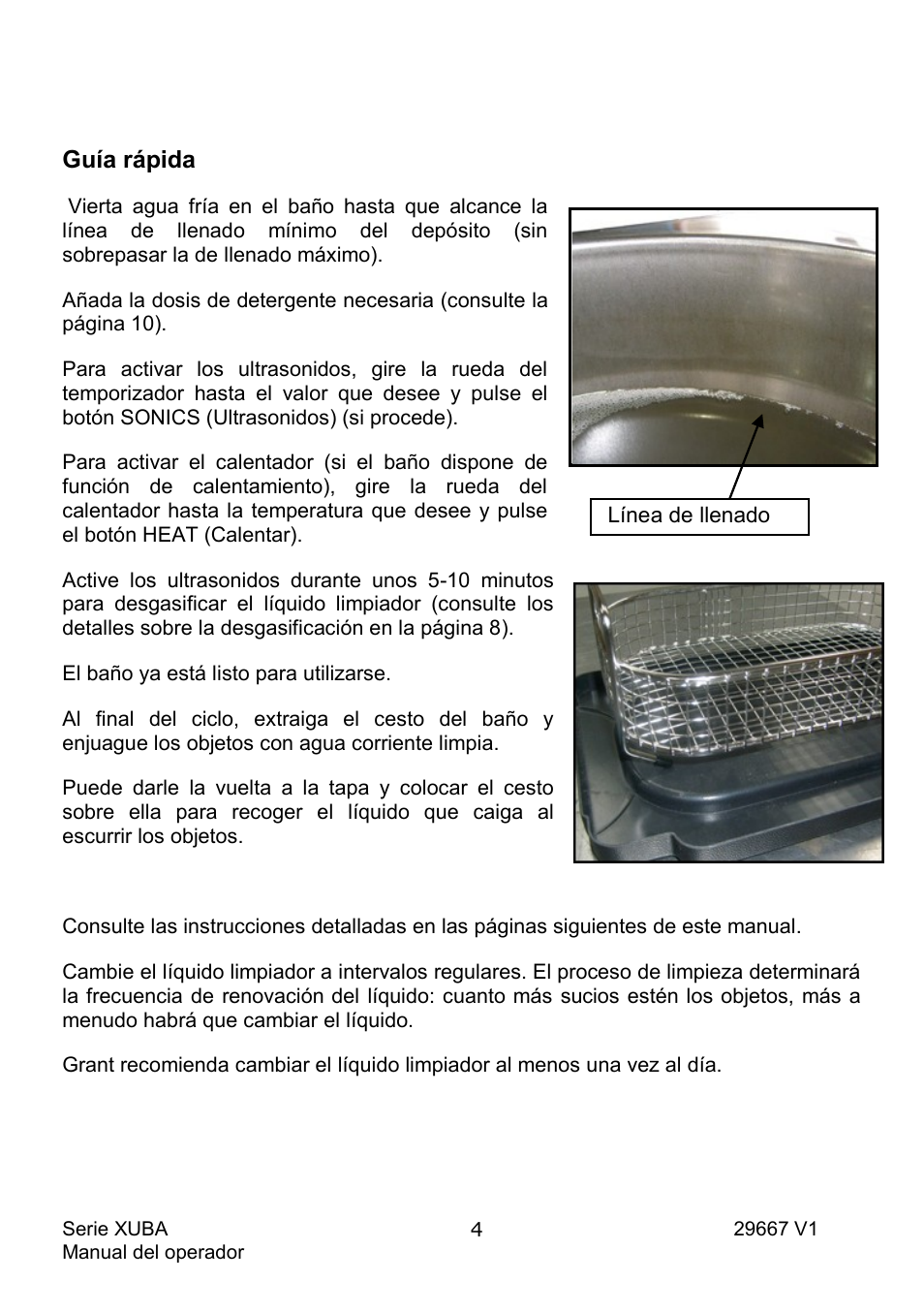 Guía rápida | Grant Instruments XUBA Series User Manual | Page 78 / 94