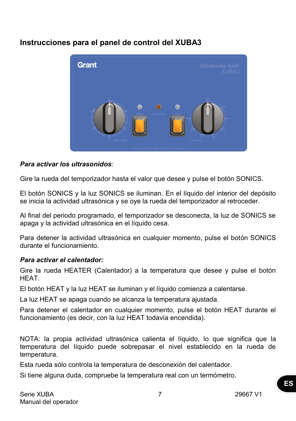 Instrucciones para el panel de control del xuba3 | Grant Instruments XUBA Series User Manual | Page 81 / 94