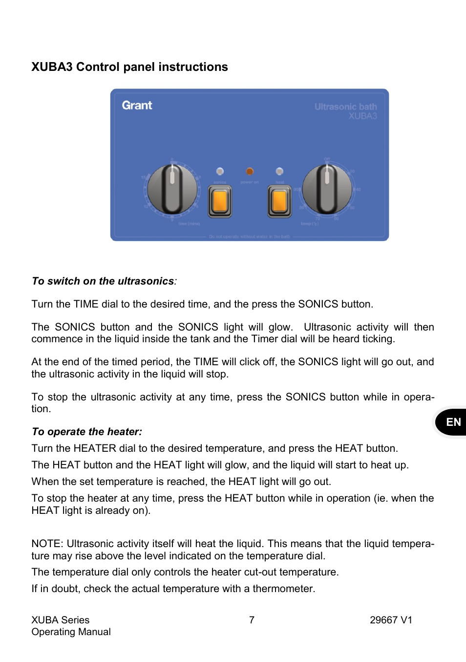 Xuba3 control panel instructions | Grant Instruments XUBA Series User Manual | Page 9 / 94