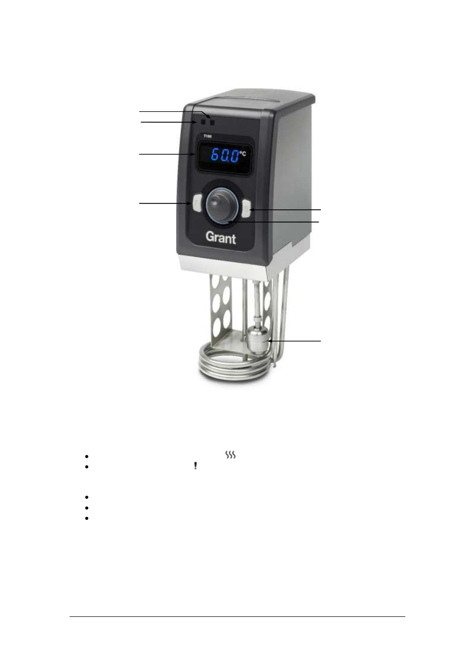 Using the t100in, Product description, Product indicators | Grant Instruments TBT-T100IN User Manual | Page 9 / 20