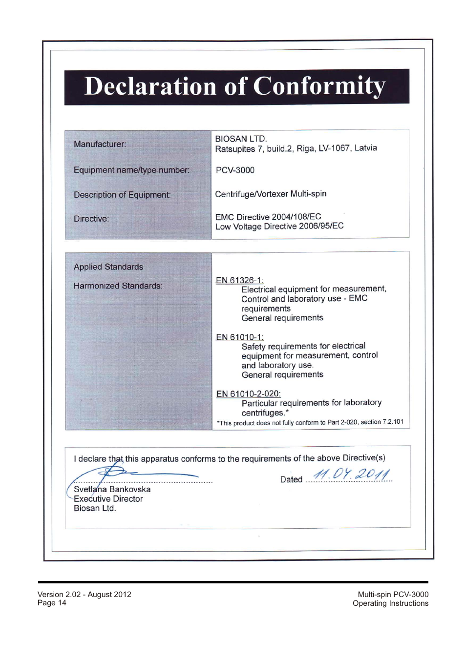 Grant Instruments PCV-3000 User Manual | Page 14 / 16