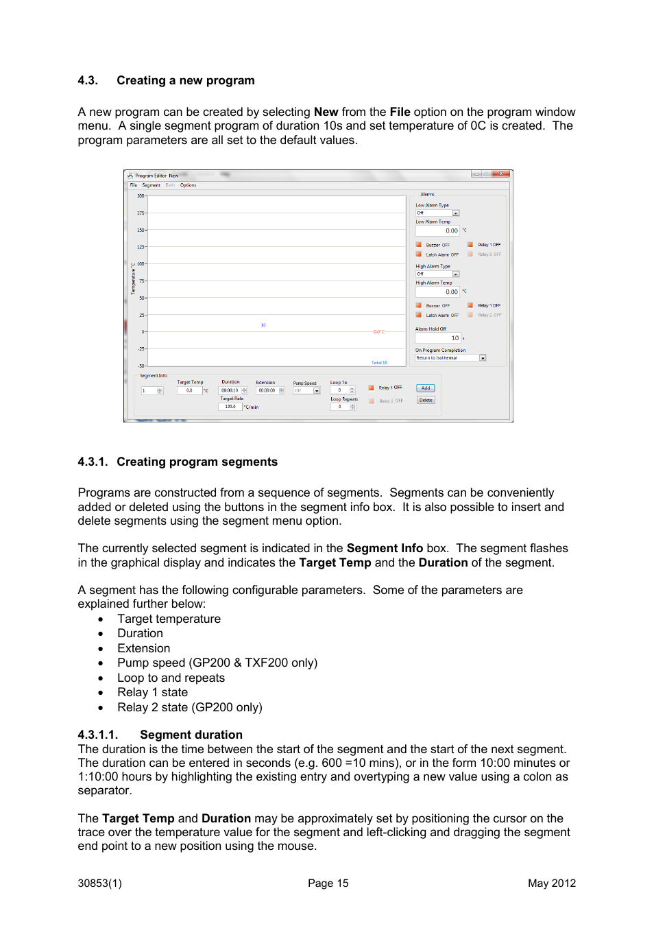 Creating a new program, Creating program segments | Grant Instruments Labwise User Manual | Page 15 / 24