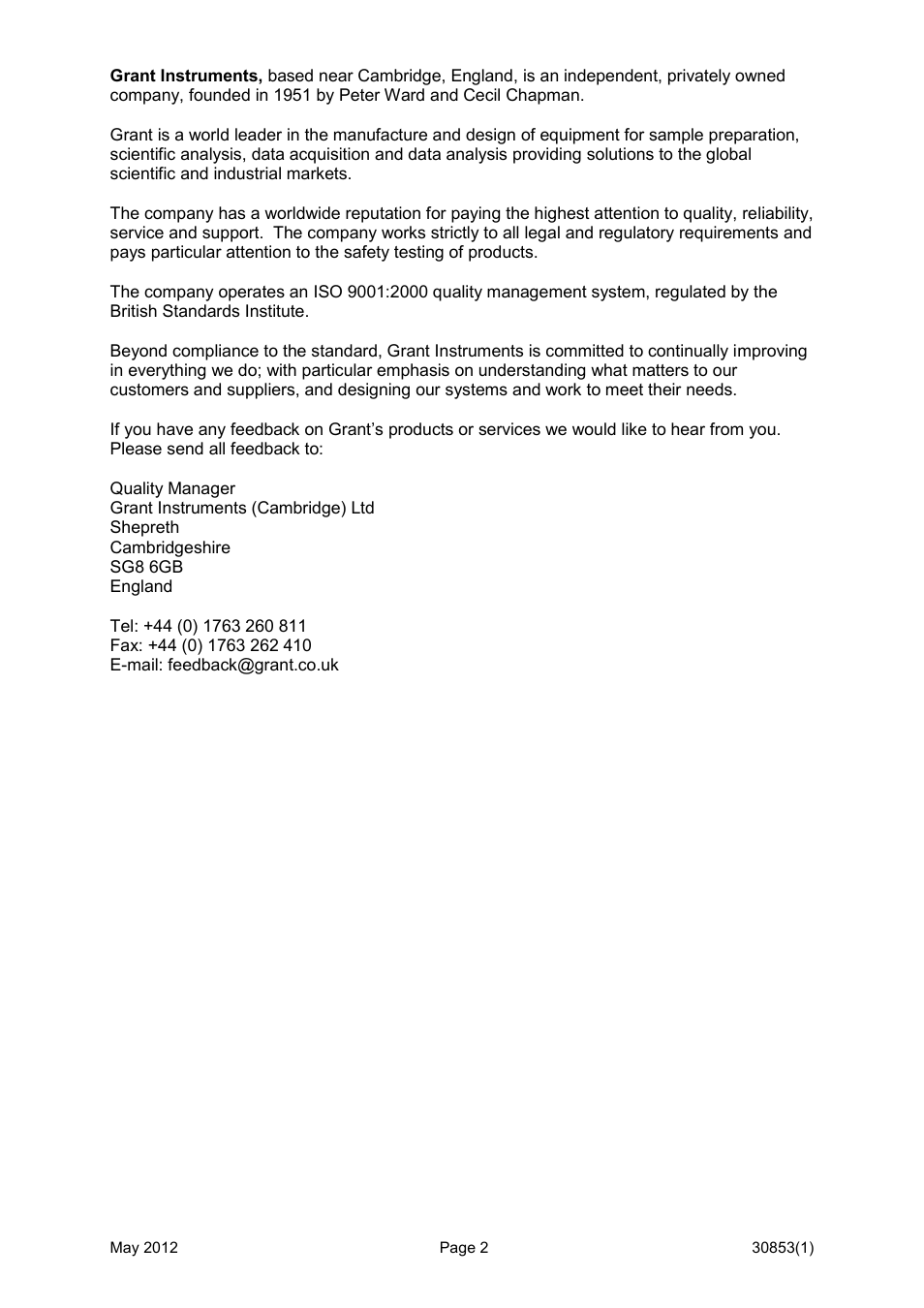 Grant Instruments Labwise User Manual | Page 2 / 24