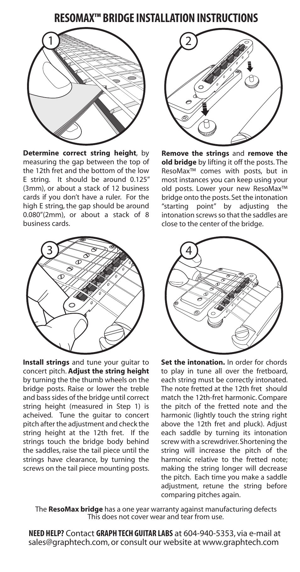 Graph Tech ResoMax Tune-O-Matic User Manual | 1 page