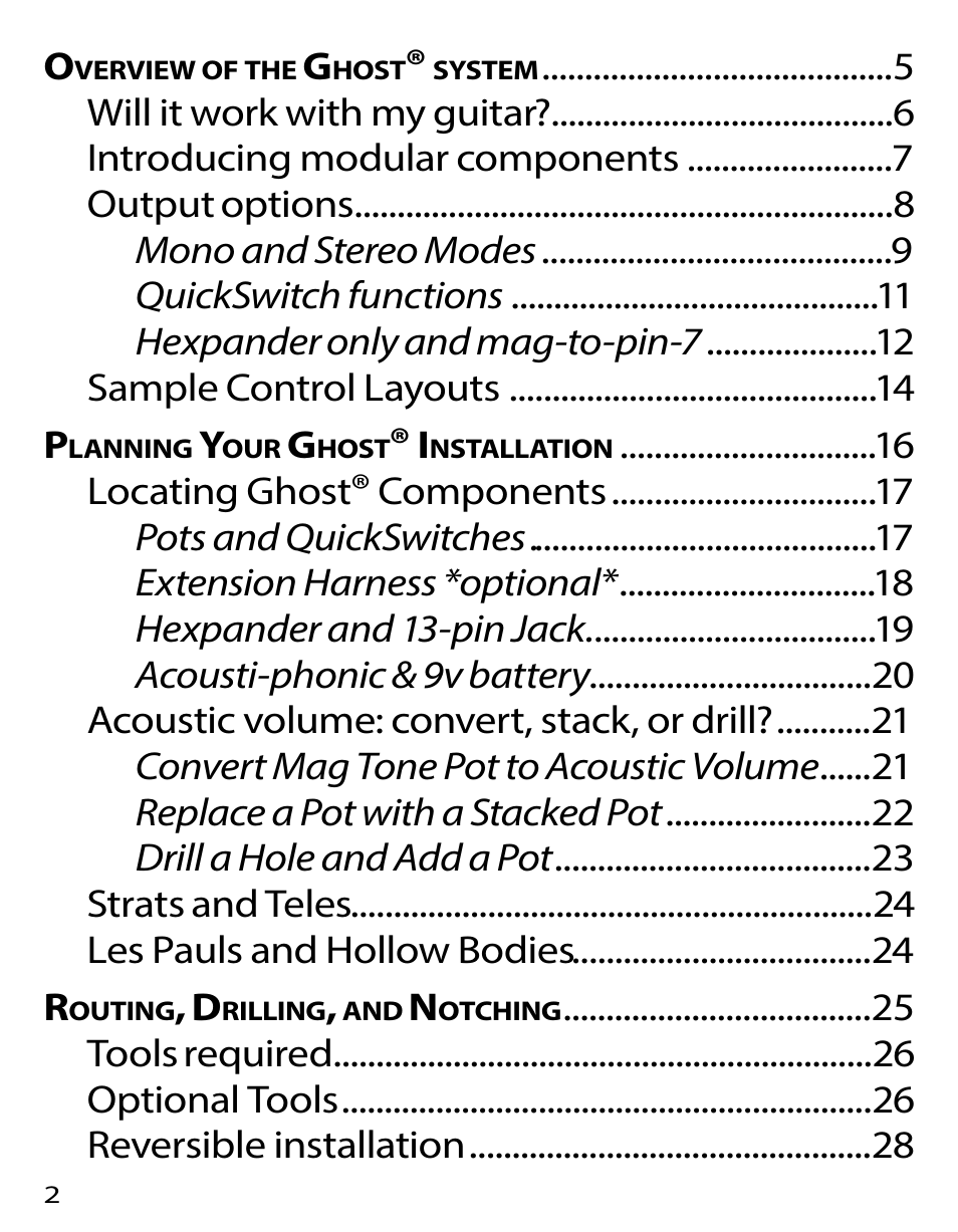 Graph Tech Ghost User Manual | Page 2 / 76