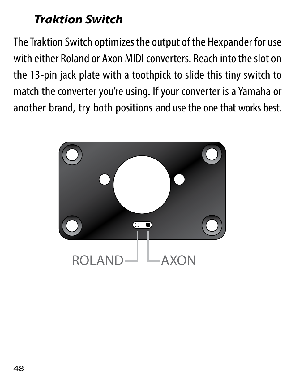 Roland axon | Graph Tech Ghost User Manual | Page 48 / 76