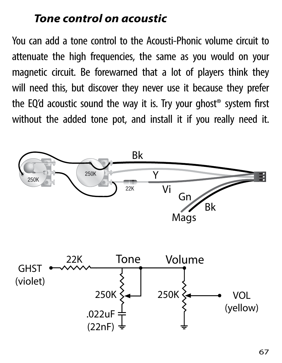 Tone volume | Graph Tech Ghost User Manual | Page 67 / 76