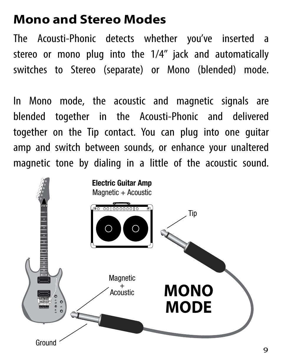 Mono mode, Mono and stereo modes | Graph Tech Ghost User Manual | Page 9 / 76