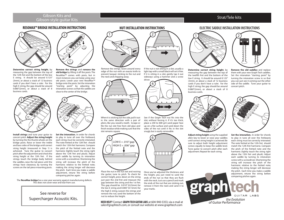 See reverse for supercharger acoustic kits | Graph Tech SuperCharger Kit User Manual | Page 2 / 2