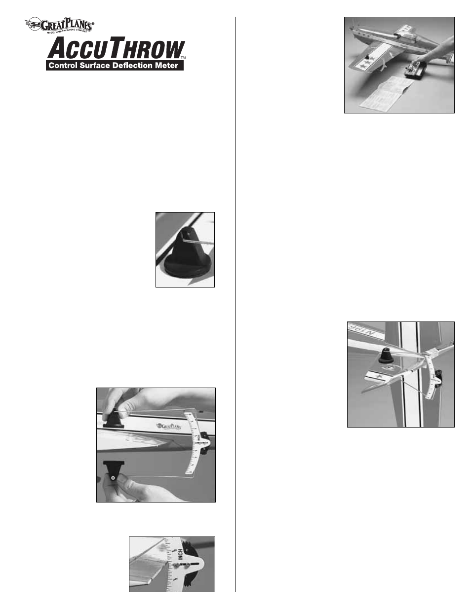 Great Planes Accu-Throw Deflection Meter - GPMR2405 User Manual | 2 pages