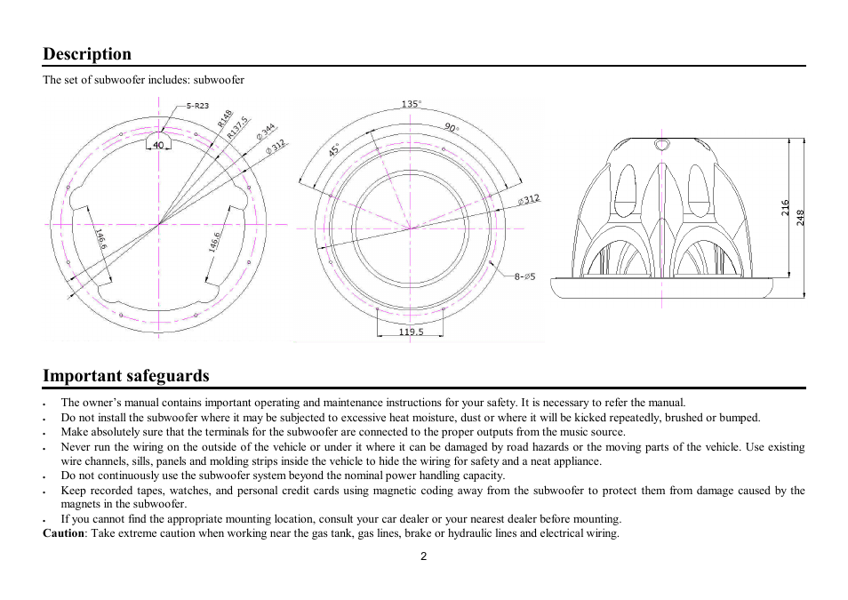 Description, Important safeguards | Hyundai H-CSP125 User Manual | Page 2 / 7