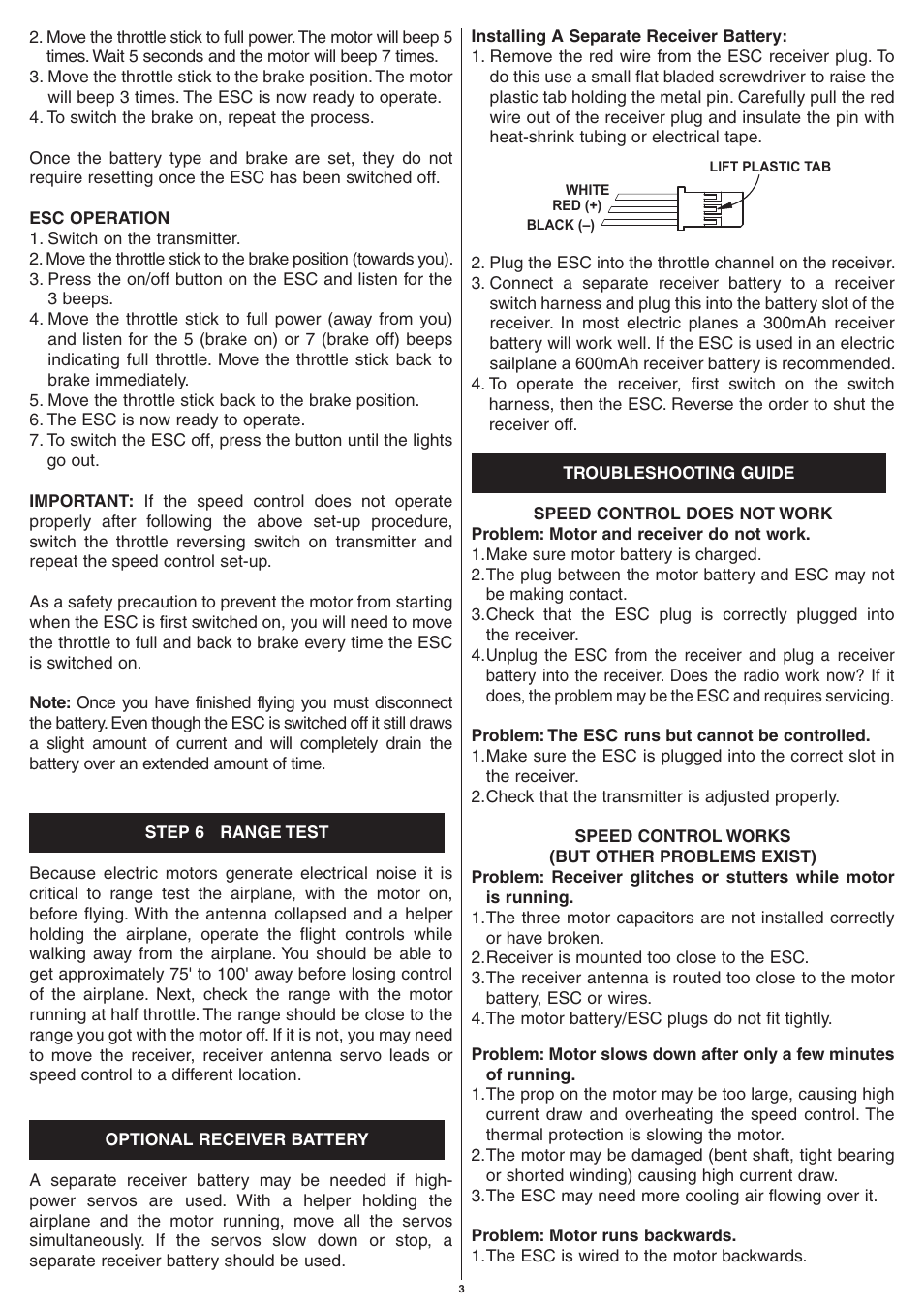 Great Planes C-55 Brushed ESC - GPMM2055 User Manual | Page 3 / 4