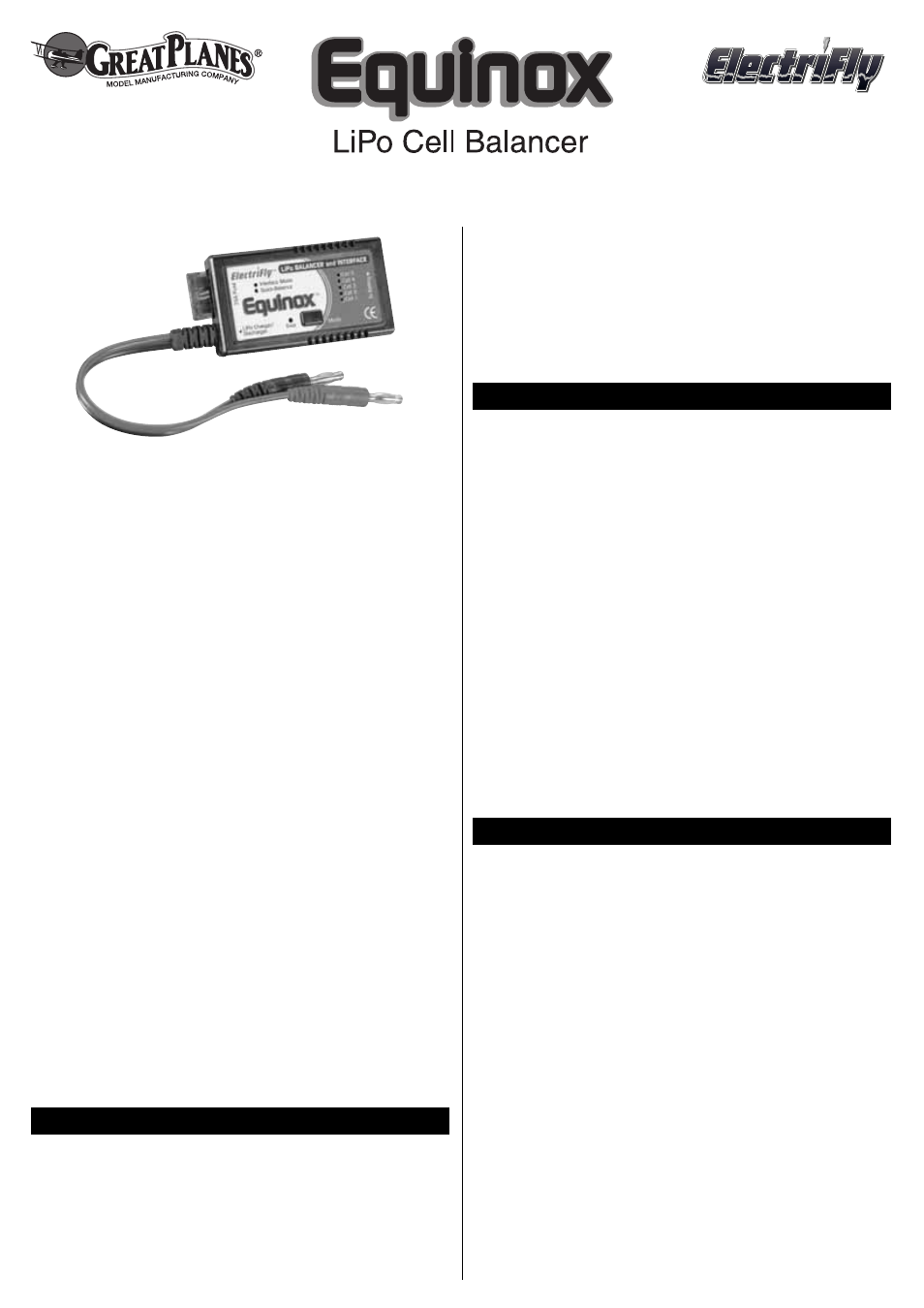 Great Planes Equinox - GPMM3160 User Manual | 6 pages