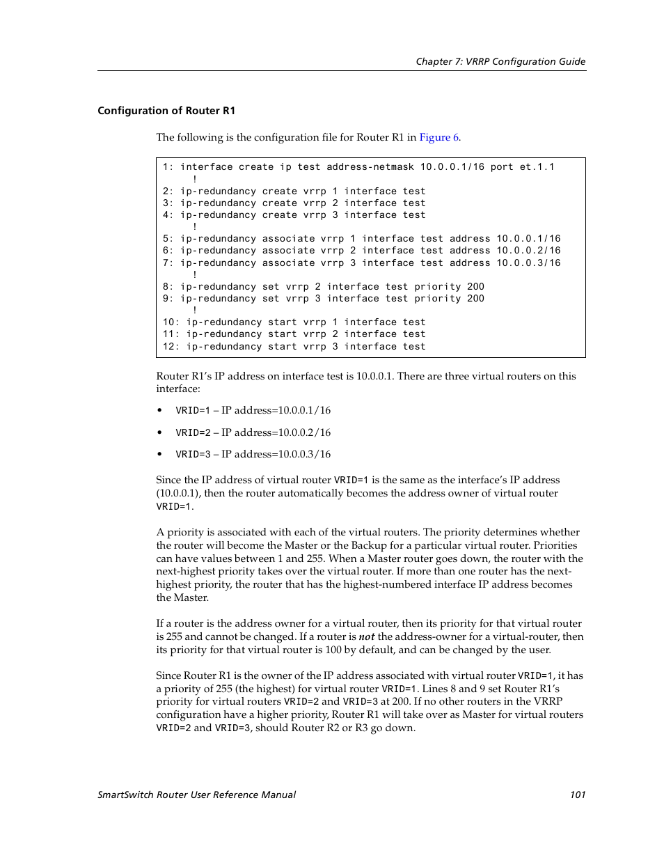 Configuration of router r1 | Cabletron Systems SmartSwitch User Manual | Page 101 / 338