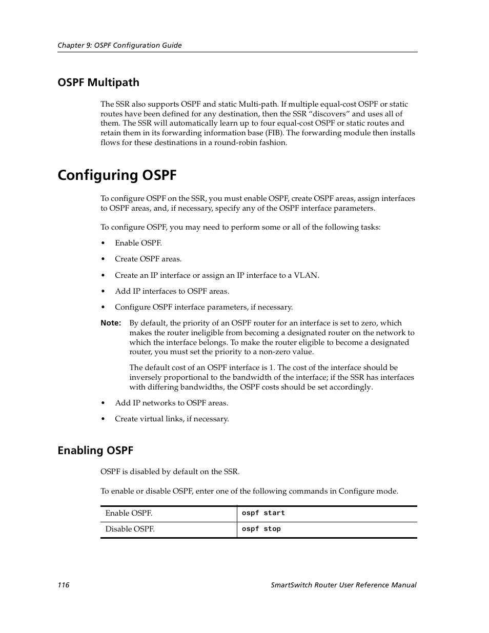 Ospf multipath, Configuring ospf, Enabling ospf | Cabletron Systems SmartSwitch User Manual | Page 116 / 338