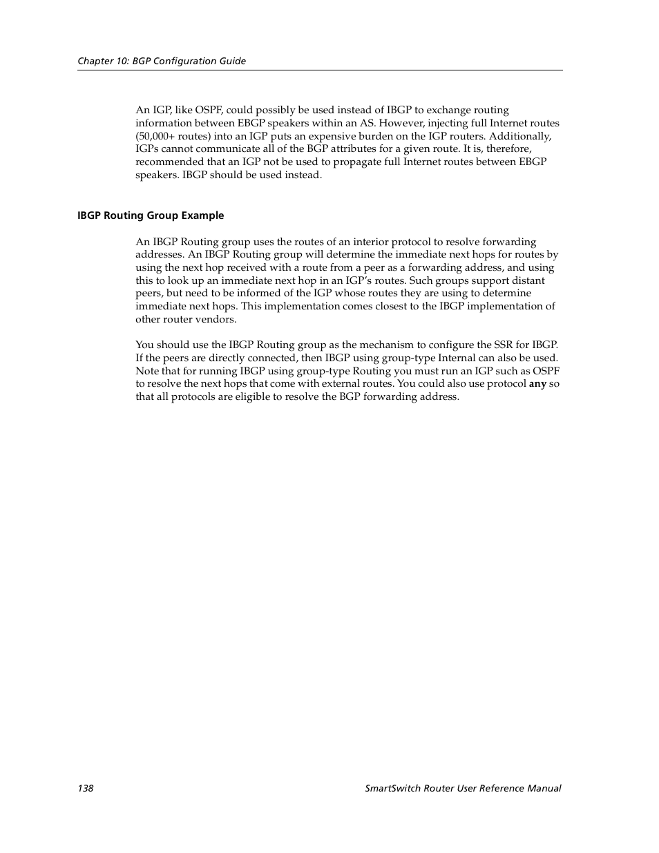 Ibgp routing group example | Cabletron Systems SmartSwitch User Manual | Page 138 / 338