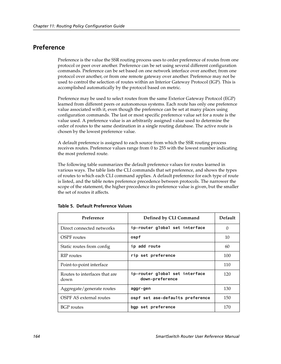 Preference | Cabletron Systems SmartSwitch User Manual | Page 164 / 338