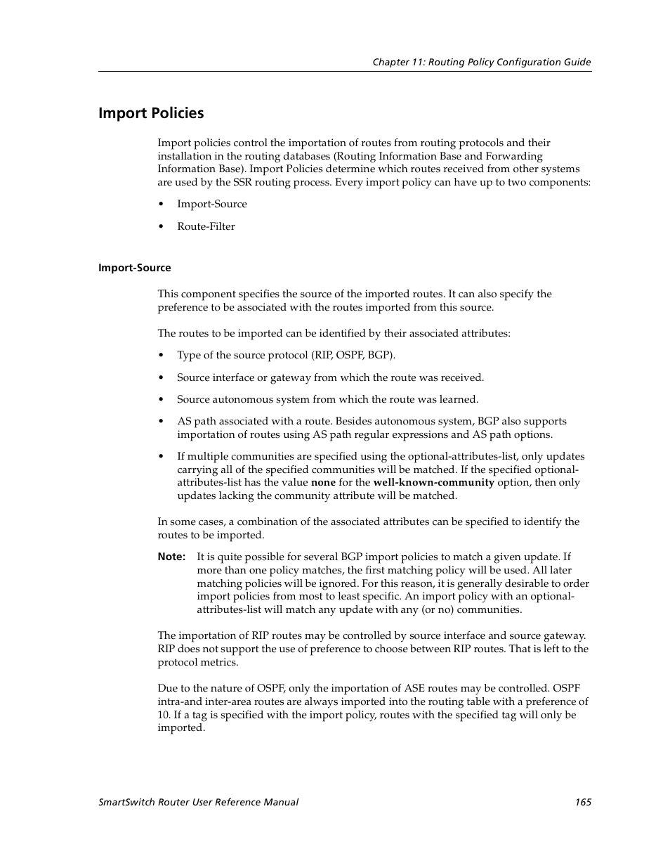 Import policies, Import-source | Cabletron Systems SmartSwitch User Manual | Page 165 / 338