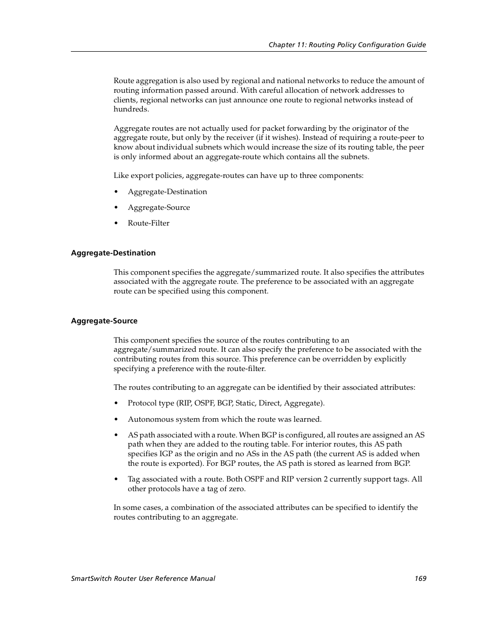Aggregate-destination, Aggregate-source, Aggregate-destination aggregate-source | Cabletron Systems SmartSwitch User Manual | Page 169 / 338