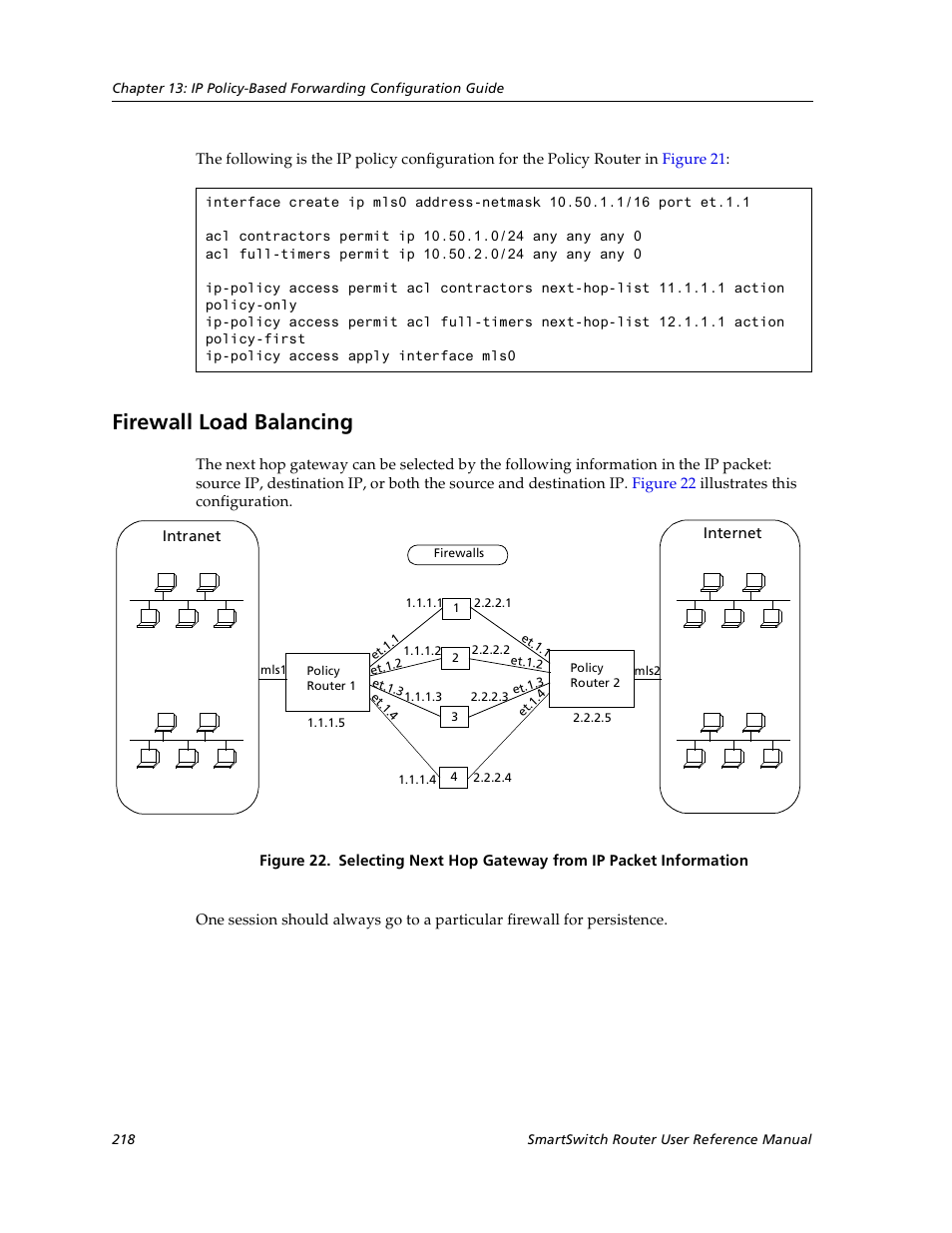 Firewall load balancing | Cabletron Systems SmartSwitch User Manual | Page 218 / 338