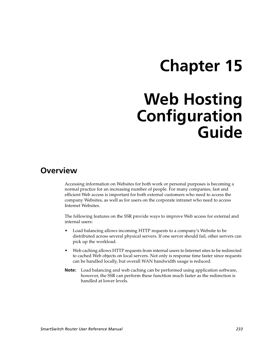 Web hosting configuration guide, Overview, Chapter 15: web hosting configuration guide | Chapter 15, Web hosting configuration, Chapter 15 web hosting configuration guide | Cabletron Systems SmartSwitch User Manual | Page 233 / 338